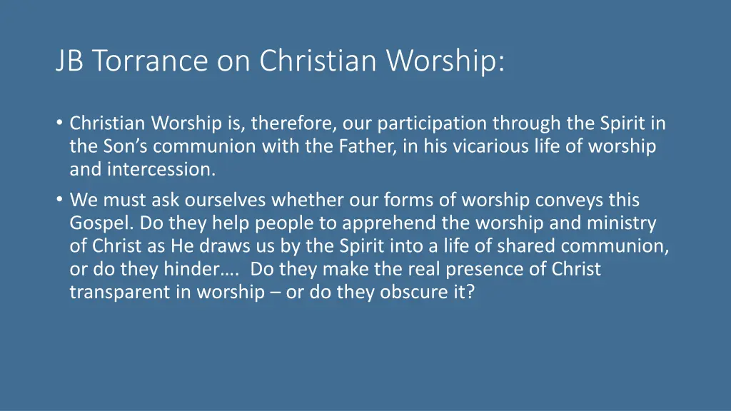 jb torrance on christian worship