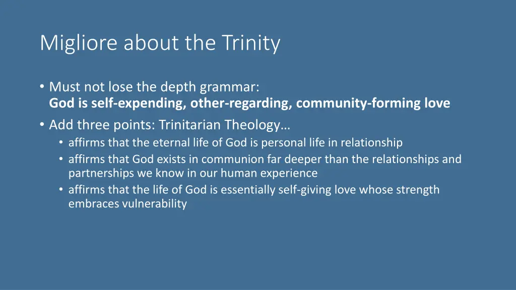 migliore about the trinity