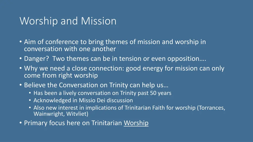 worship and mission