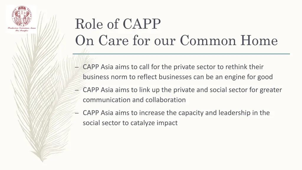 role of capp on care for our common home