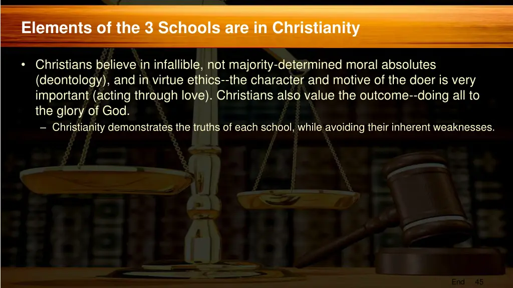 elements of the 3 schools are in christianity