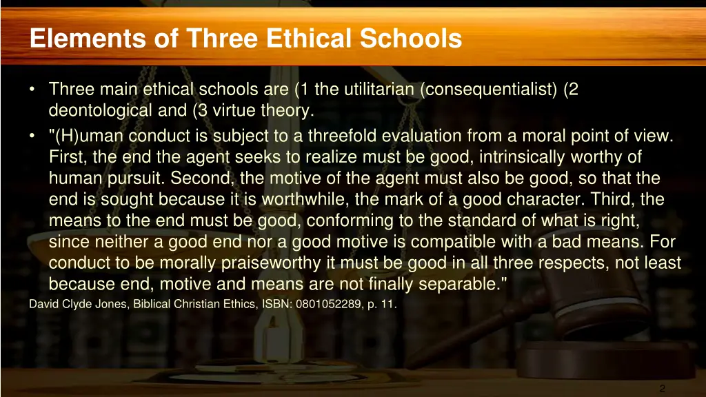 elements of three ethical schools