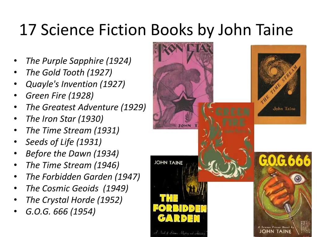 17 science fiction books by john taine