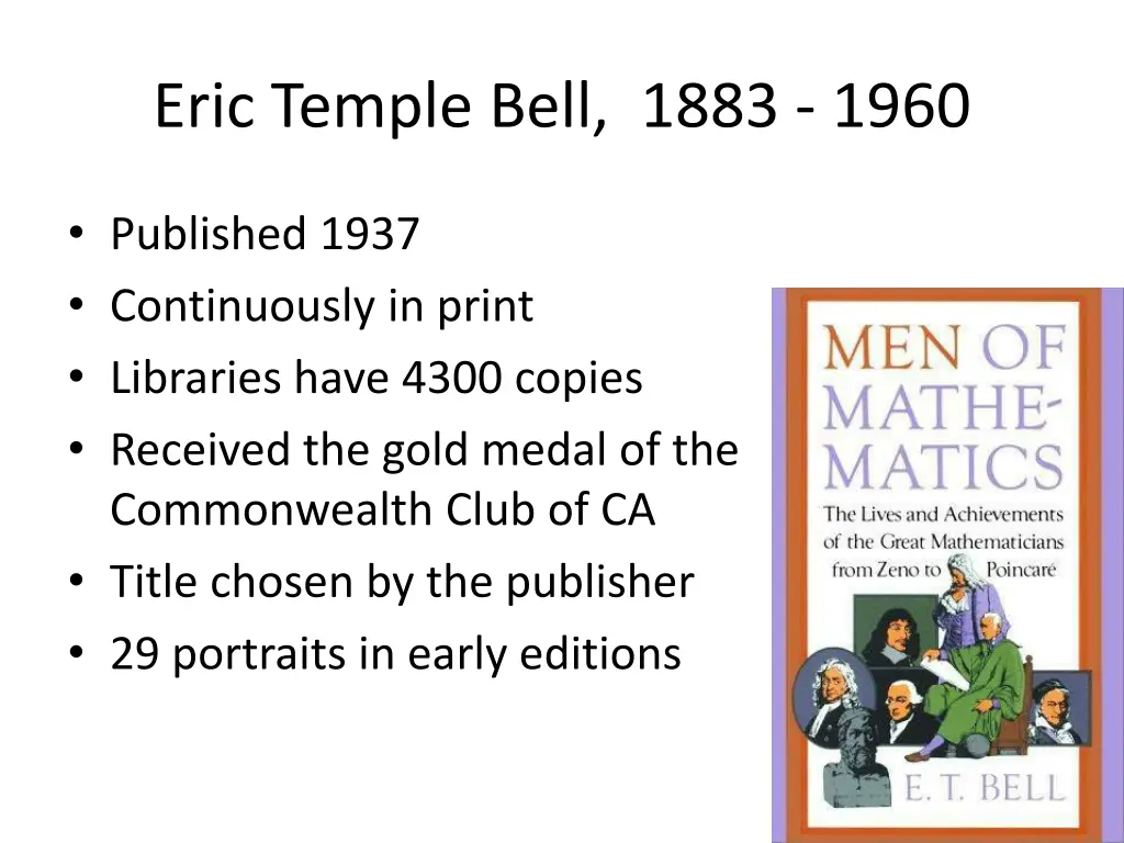 eric temple bell 1883 1960