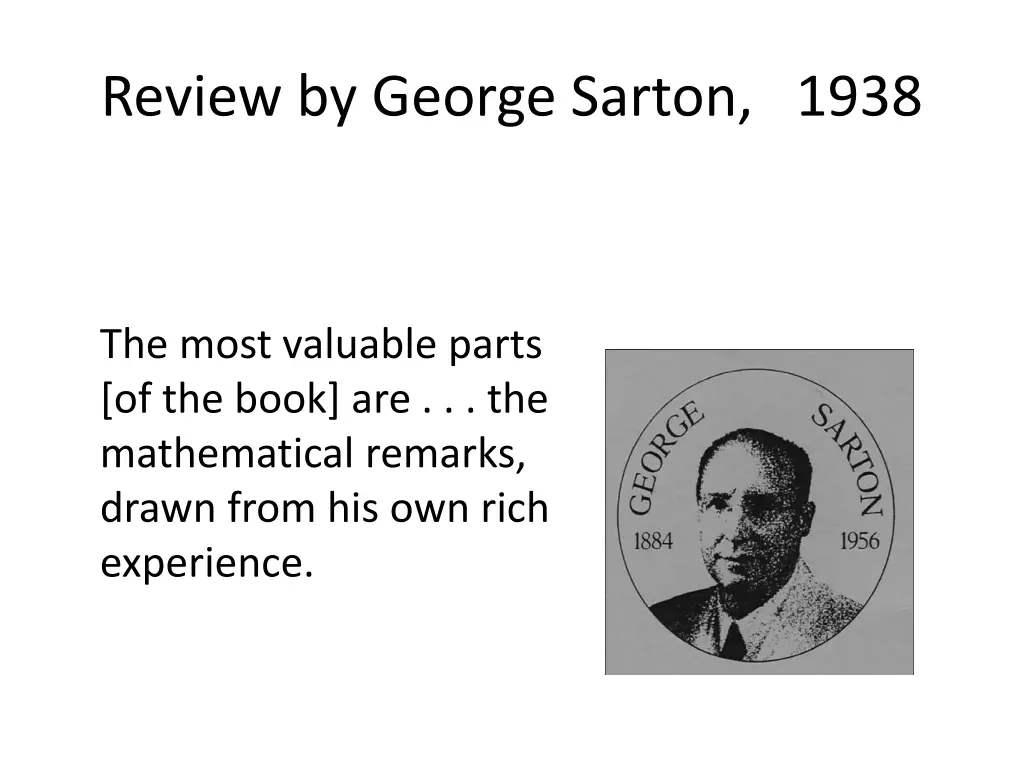 review by george sarton 1938