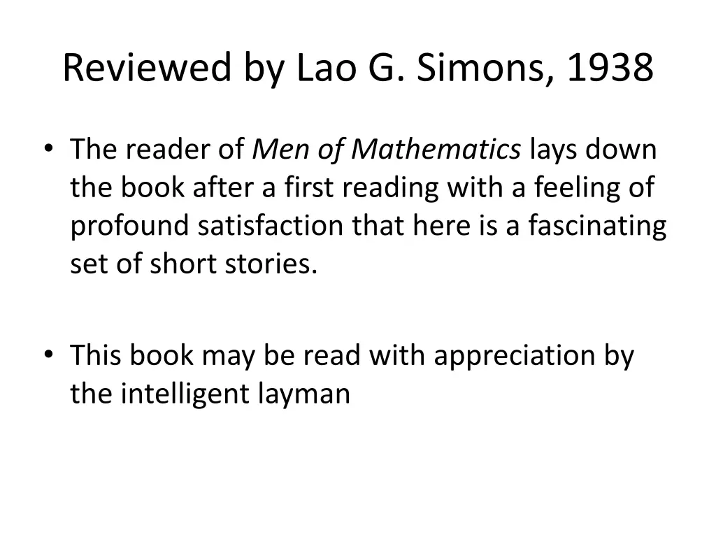 reviewed by lao g simons 1938