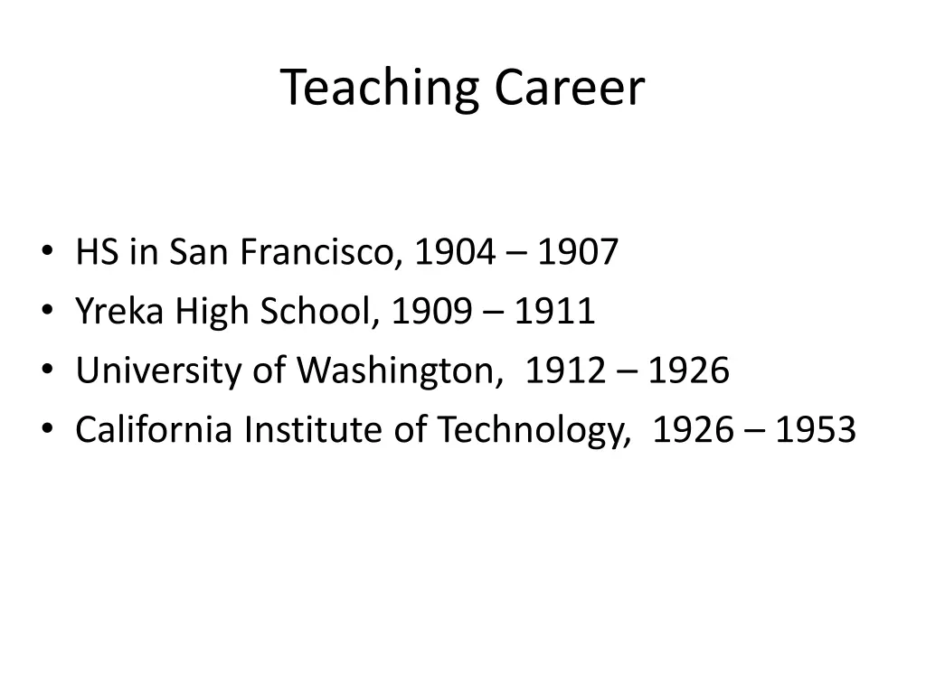 teaching career