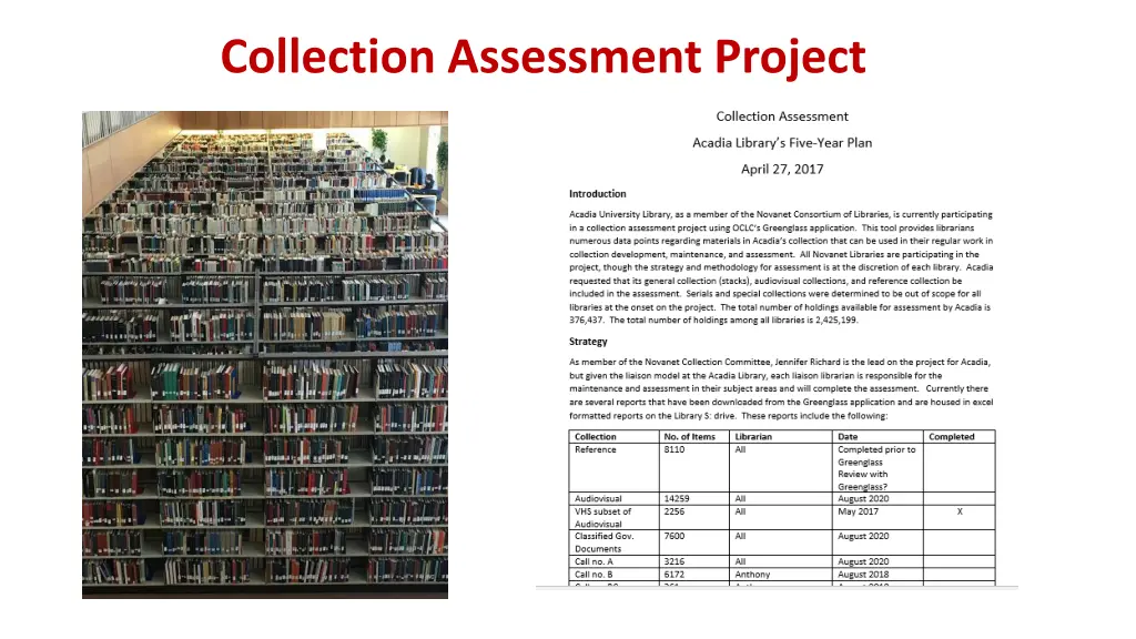 collection assessment project