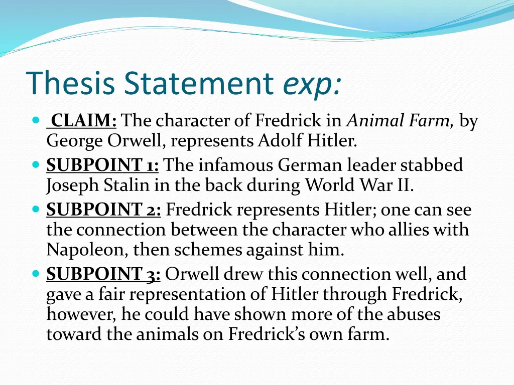 thesis statement exp claim the character