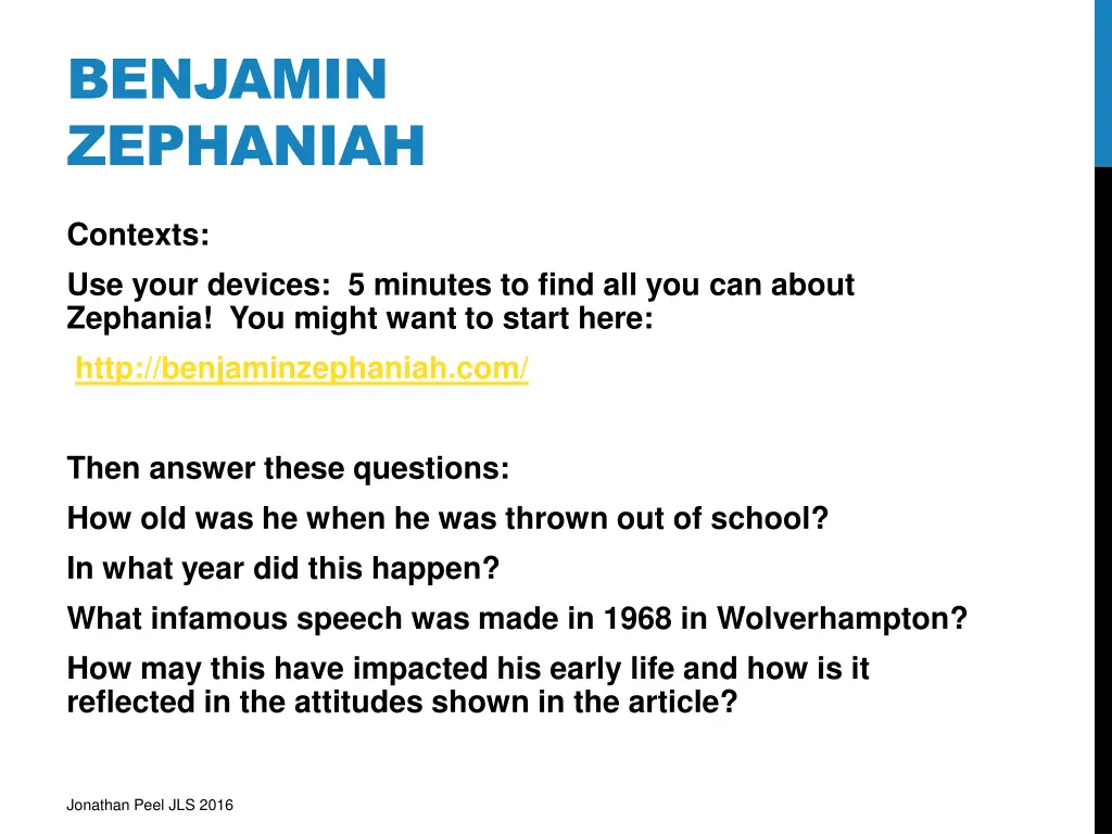 benjamin zephaniah