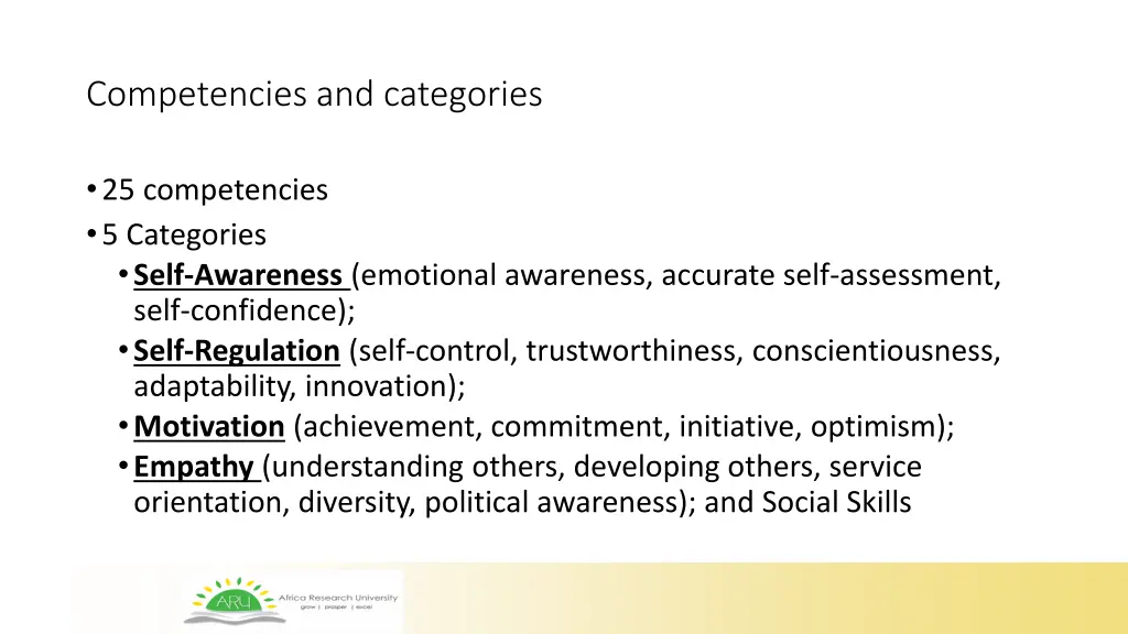 competencies and categories