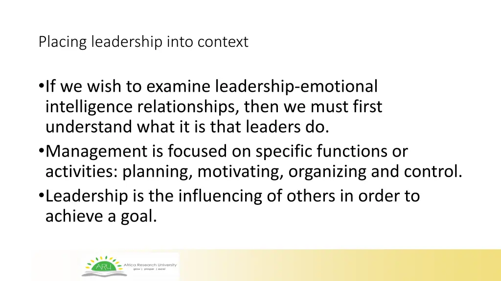 placing leadership into context