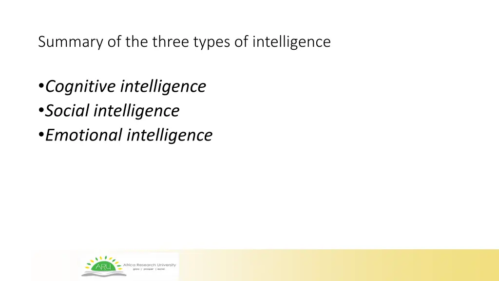 summary of the three types of intelligence