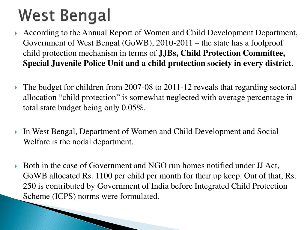 according to the annual report of women and child