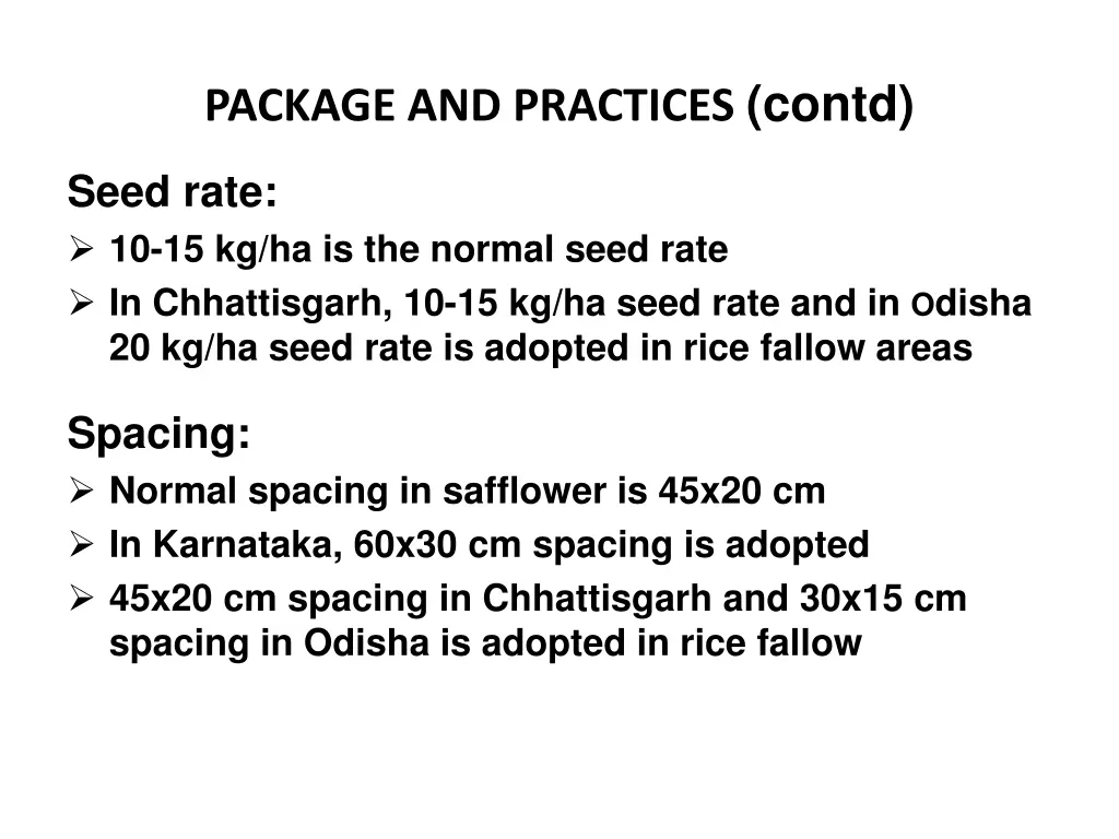 package and practices contd