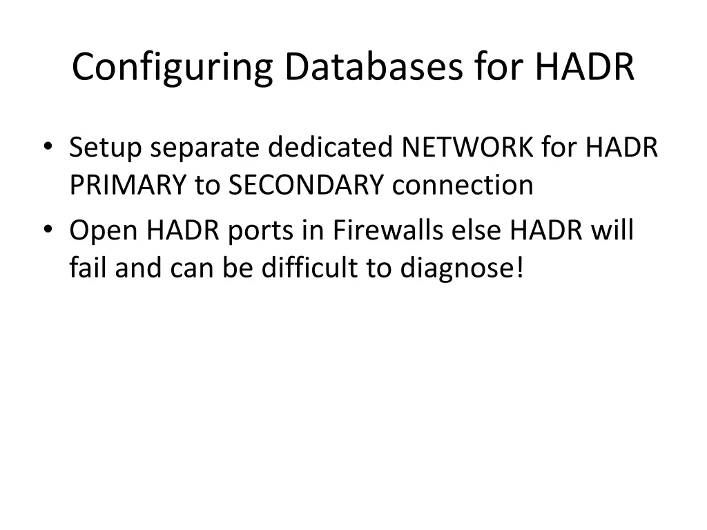 configuring databases for hadr 1