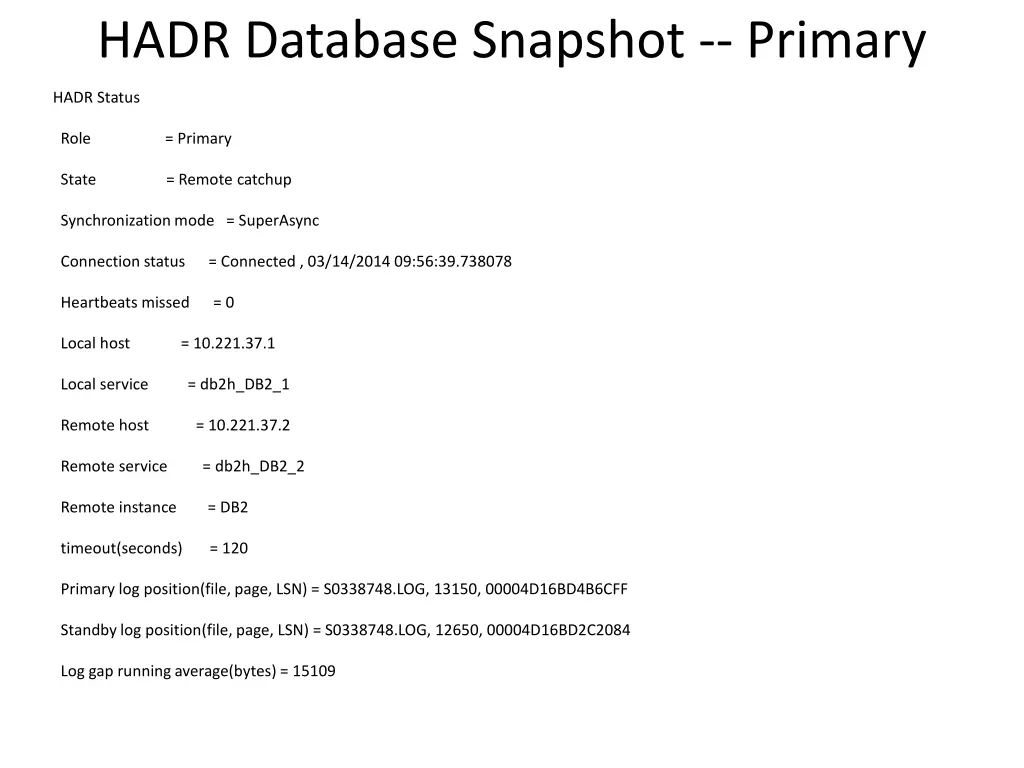 hadr database snapshot primary