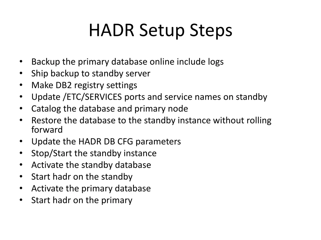 hadr setup steps 1