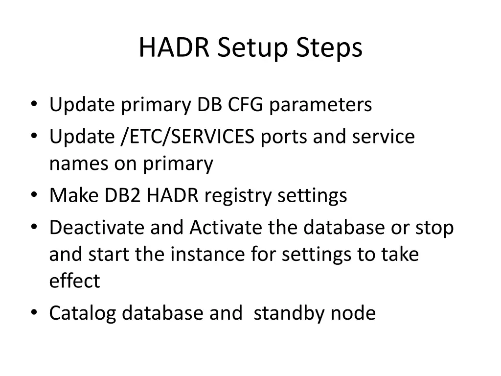 hadr setup steps