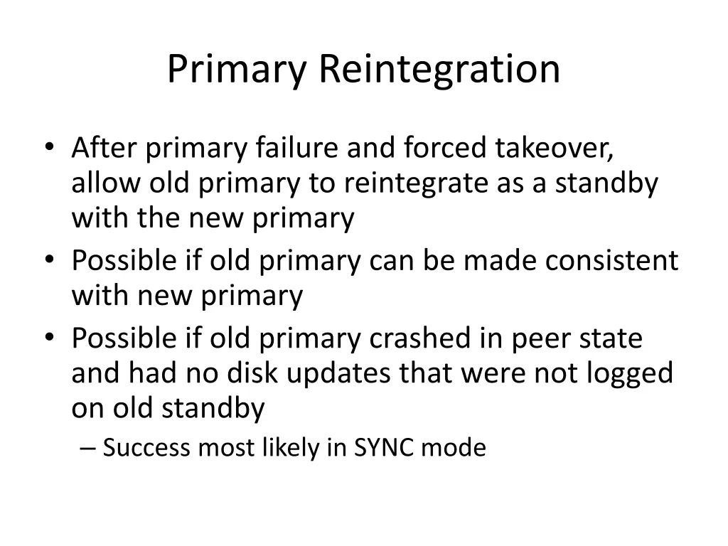 primary reintegration