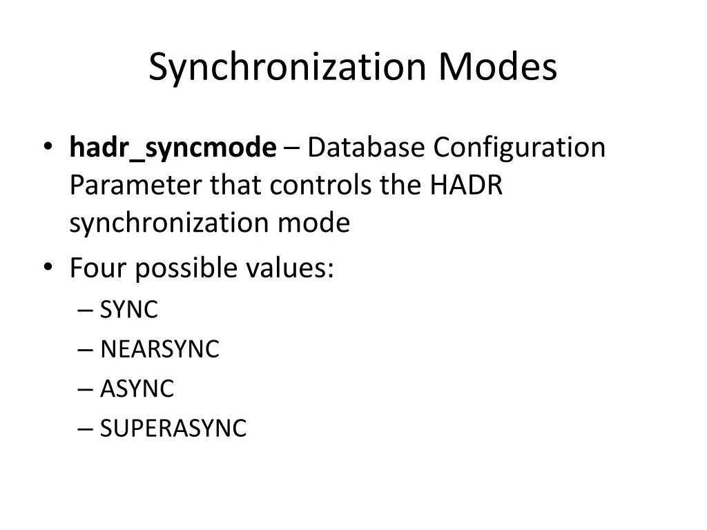 synchronization modes