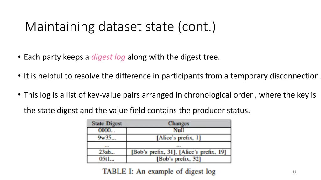 maintaining dataset state cont