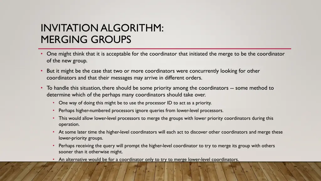 invitation algorithm merging groups