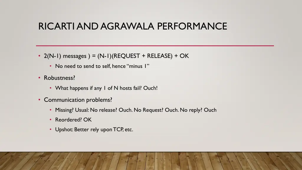 ricartiand agrawala performance