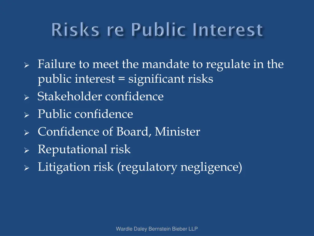 failure to meet the mandate to regulate