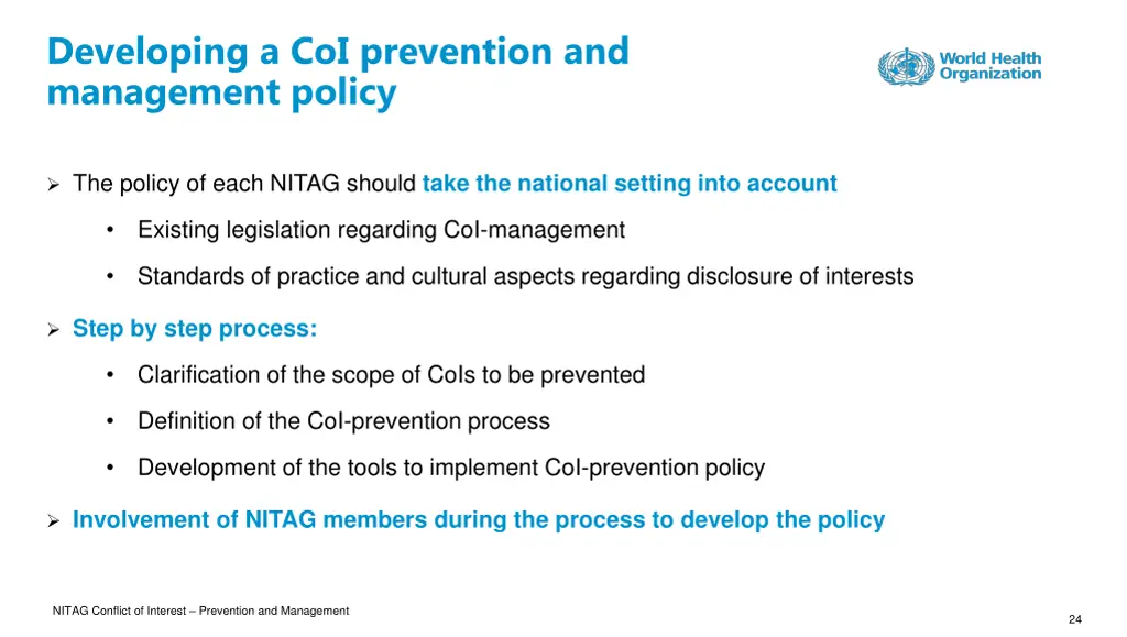 developing a coi prevention and management policy