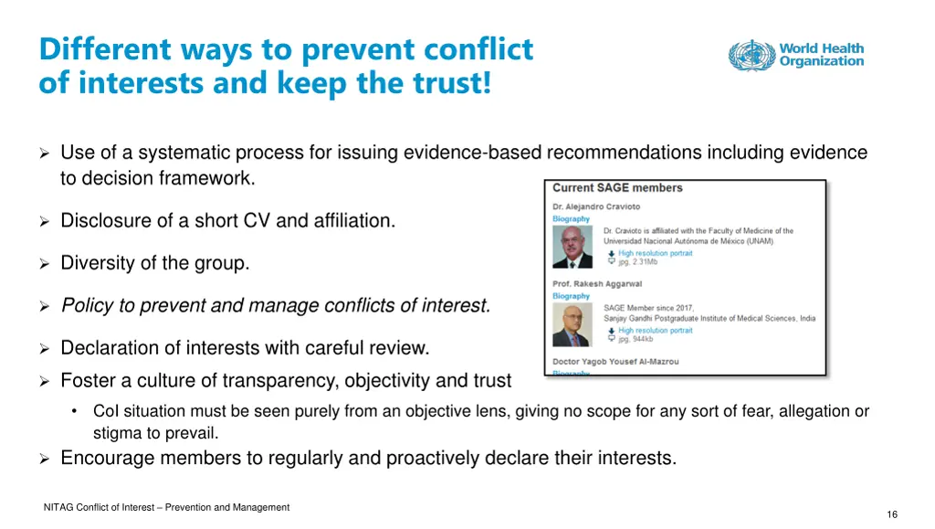 different ways to prevent conflict of interests 1