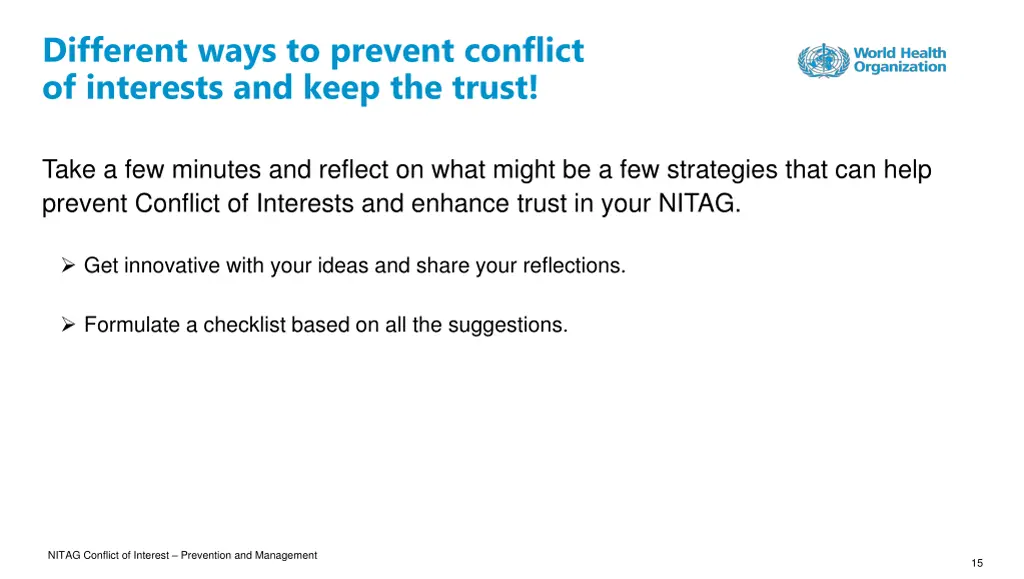 different ways to prevent conflict of interests