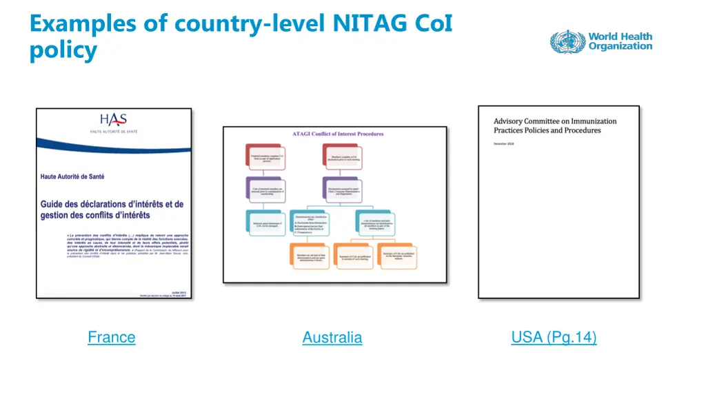 examples of country level nitag coi policy