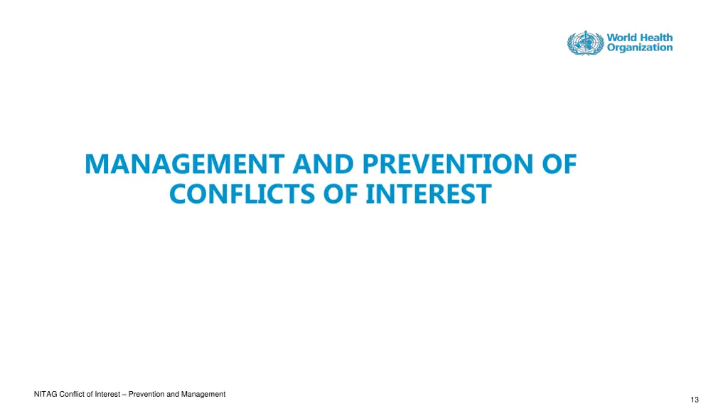 management and prevention of conflicts of interest