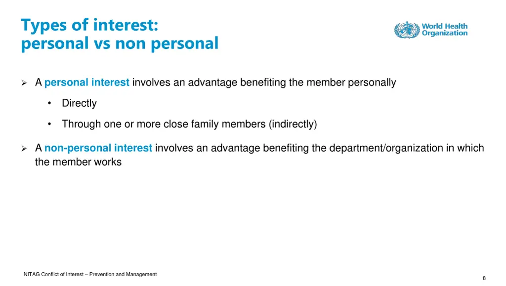 types of interest personal vs non personal