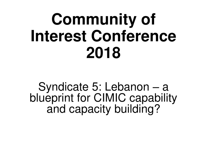 community of interest conference 2018