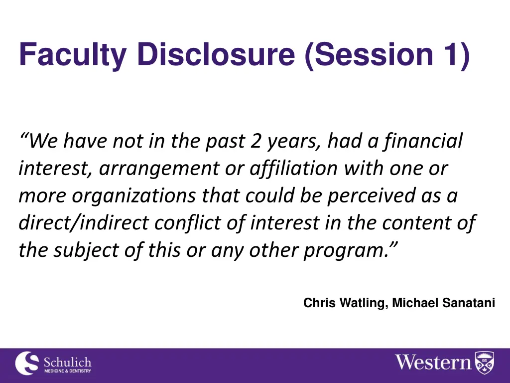 faculty disclosure session 1