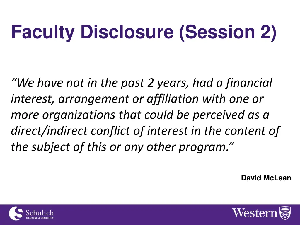 faculty disclosure session 2