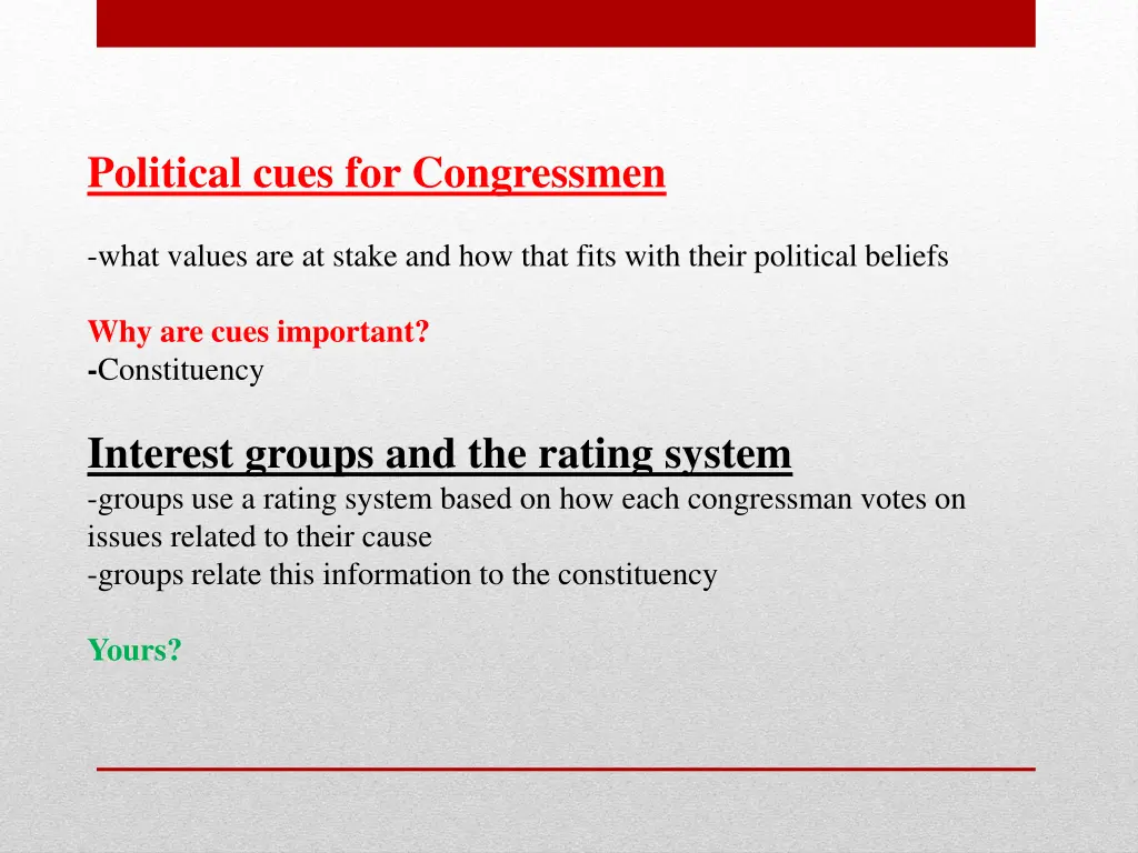 political cues for congressmen