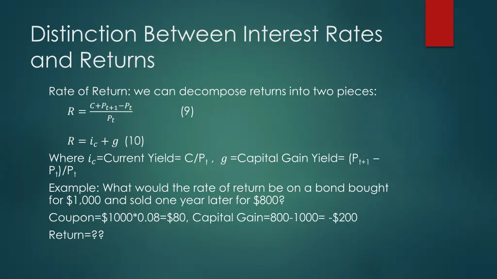 distinction between interest rates and returns