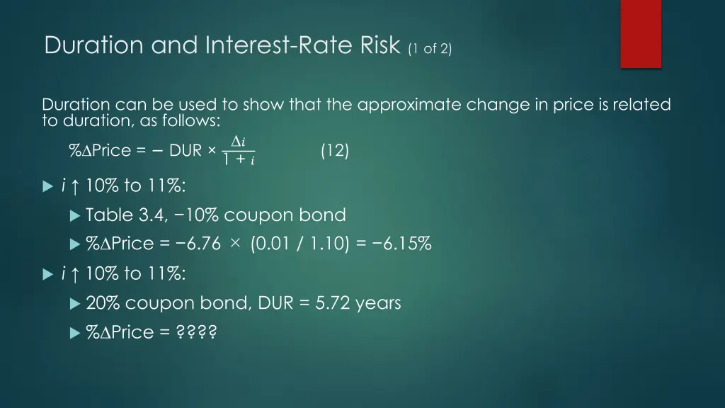 duration and interest rate risk 1 of 2