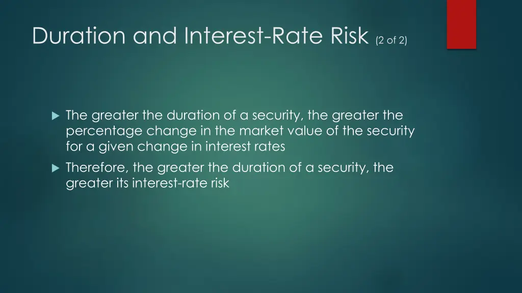 duration and interest rate risk 2 of 2