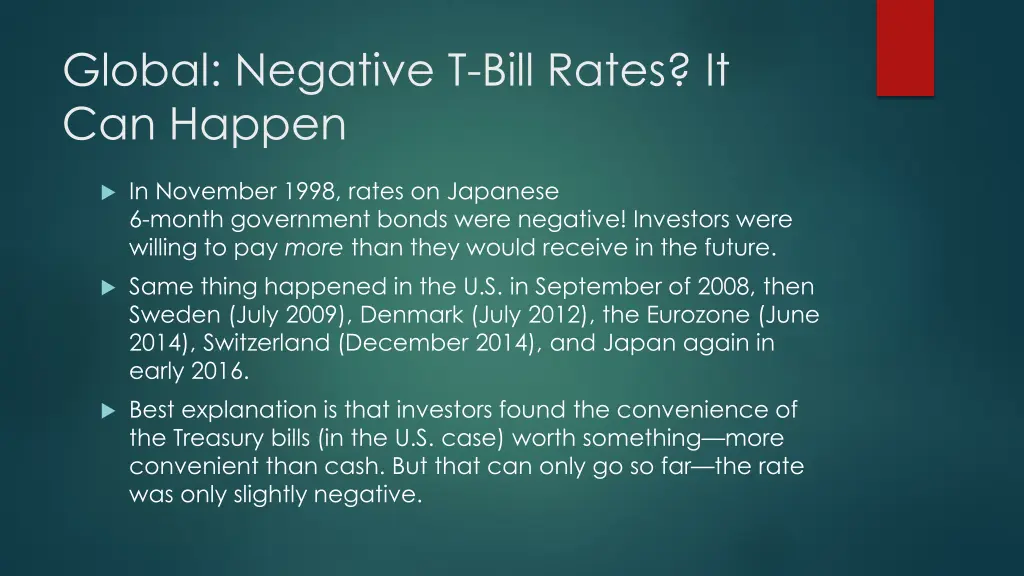 global negative t bill rates it can happen