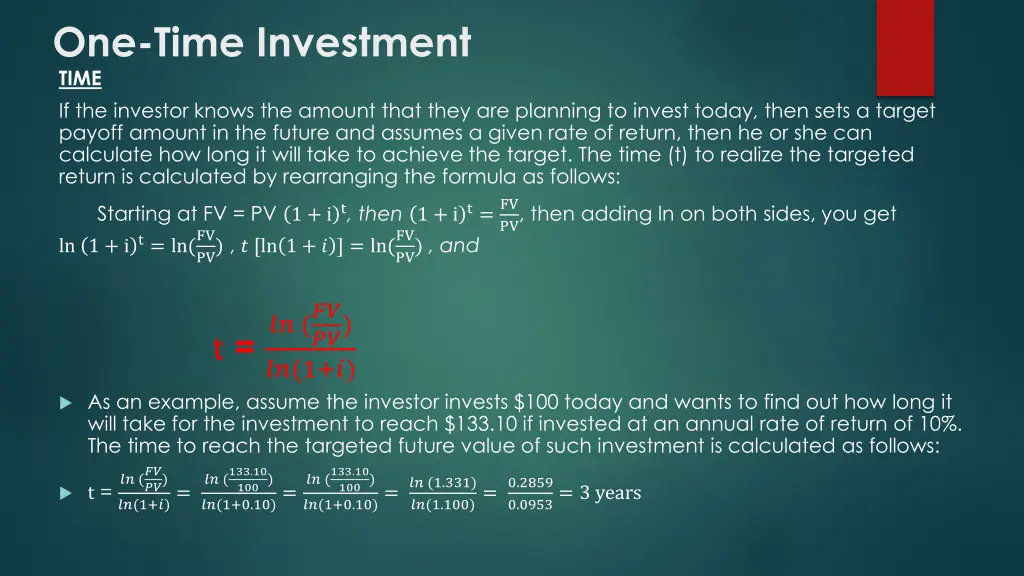 one time investment time if the investor knows