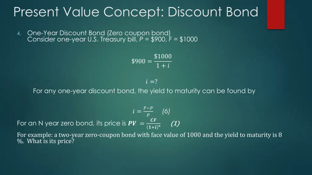 present value concept discount bond