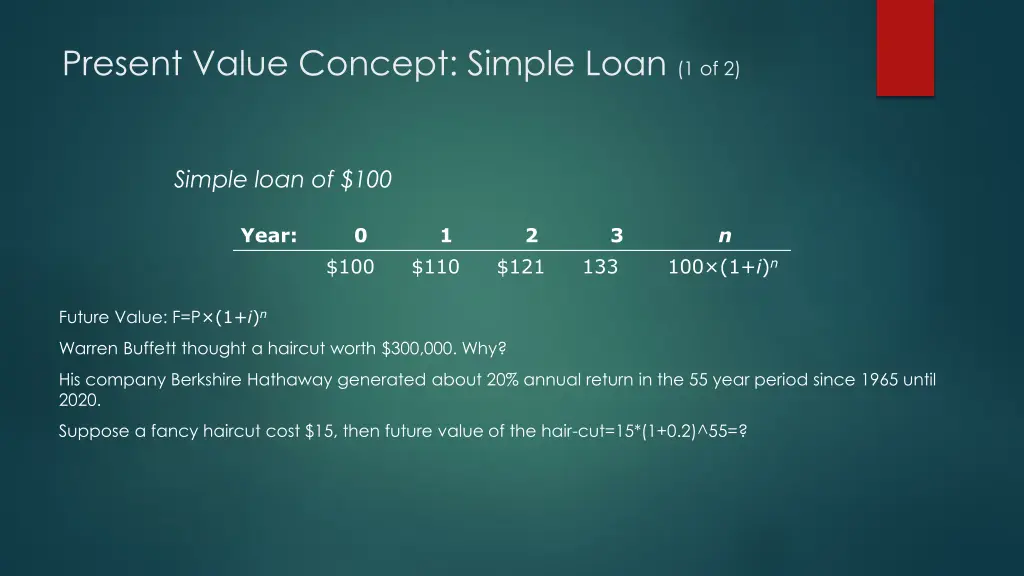 present value concept simple loan 1 of 2