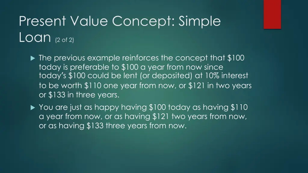 present value concept simple loan 2 of 2