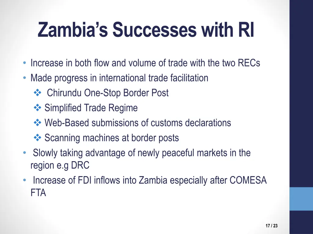 zambia s successes with ri