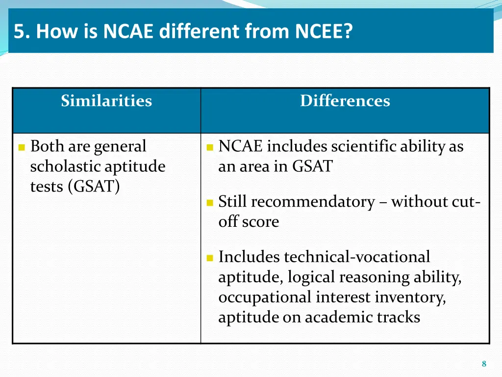 5 how is ncae different from ncee