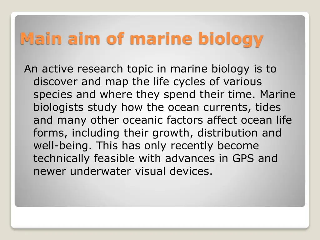 main aim of marine biology